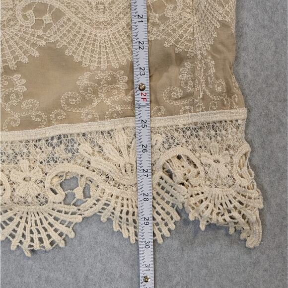 NWT Solitaire Beige Embroidered Tunic Shirt Size S Slit Sleeve Boho - Picture 8 of 16